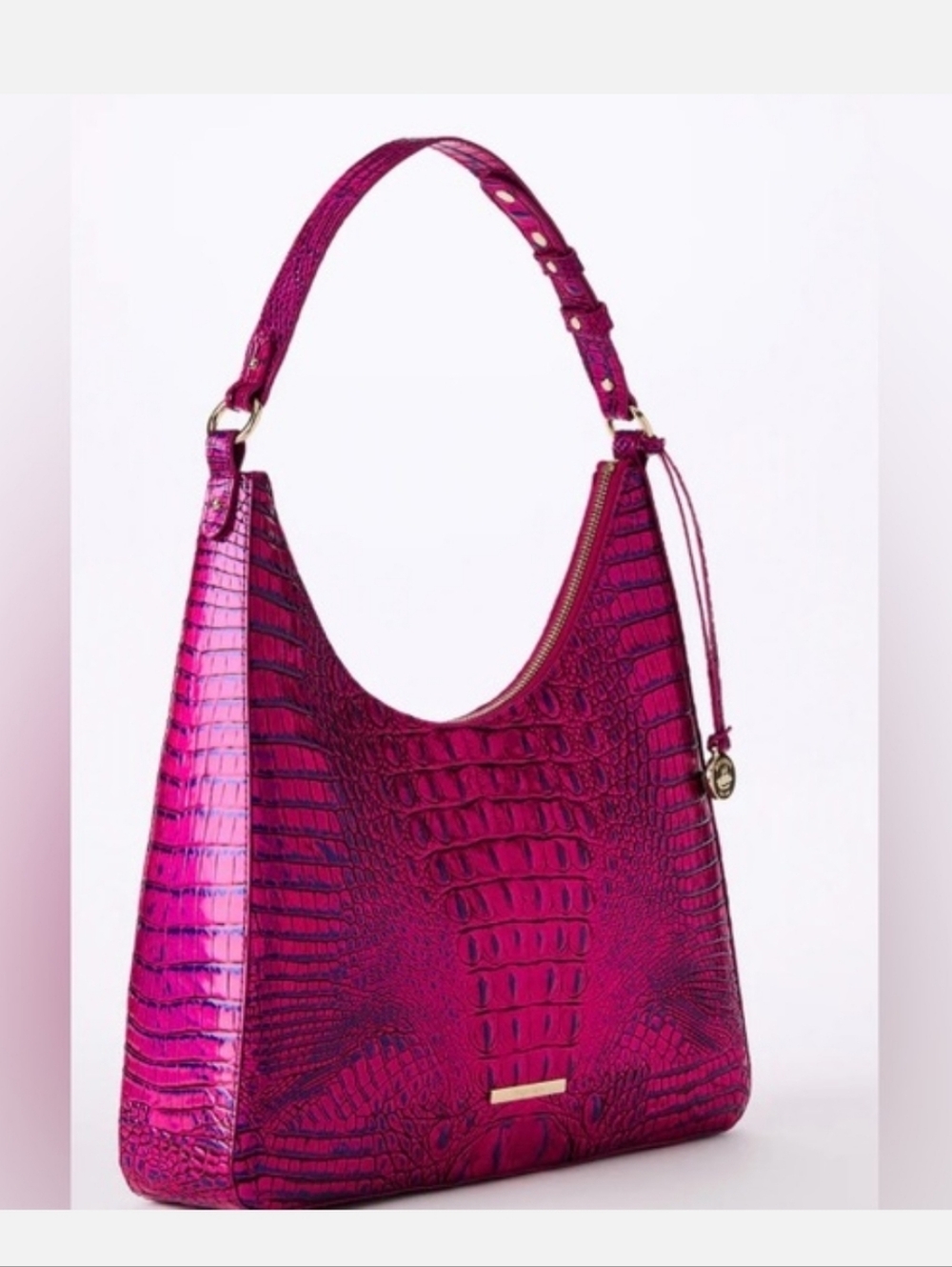 'BRAHMIN' 'TABITHA' CROC-EMBOSSED LEATHER BAG VOLTAGE VIOLET MELBOURNE FL.INCL.p - Picture 3 of 16